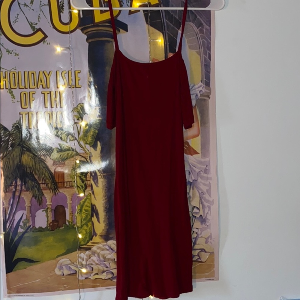 Red cold shoulder dress